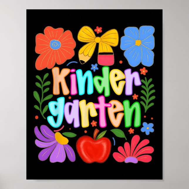 Poster Hugvyn Back To School Kindergarten Preppy Teacher  (Devant)