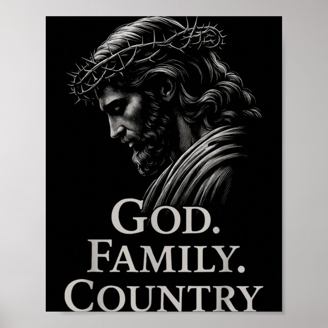 Poster Hugvyn God Family Country Jesus Christian Faith Mi (Devant)