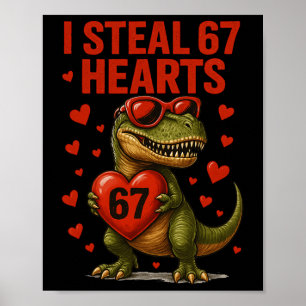 Poster Hugvyn je vole 67 cœurs Saint-Valentin dinosaure S