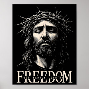 Poster Hugvyn Liberté Jésus Visage Chrétien Couronne Dieu