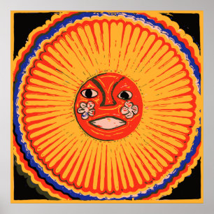 Poster Huichol Native American Art, le soleil