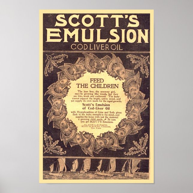 Poster Huile de foie de morue à émulsion de Scott (Devant)