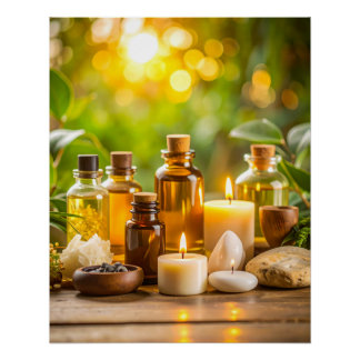 Poster Huiles essentielles et bougies de Spa Serene - Art