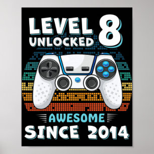 Poster Huit 8ans Anniversaire Son garçon amusant Gamer 8e