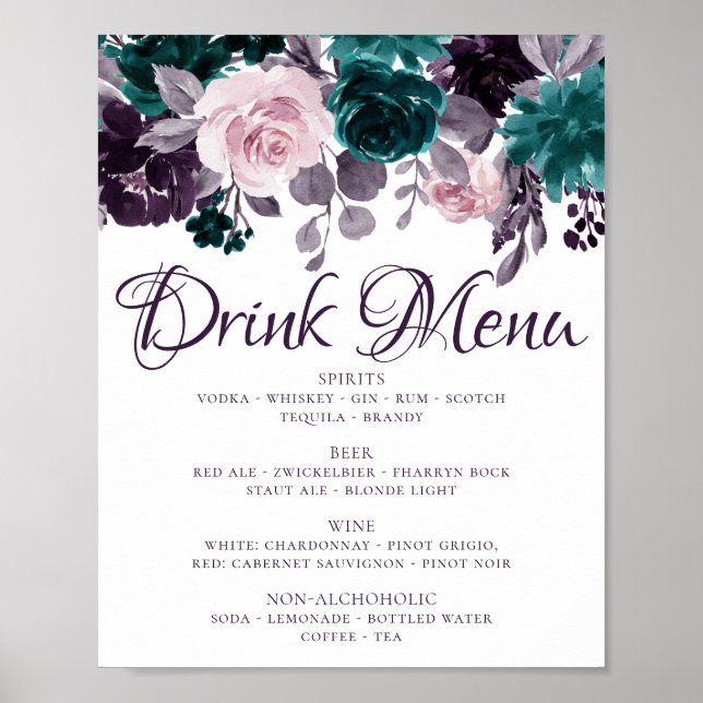 Poster Humeur Bohème | Boisson Fleurie Violet Aubergine a (Devant)