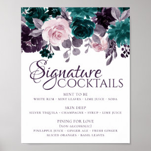 Poster Humeur Bohème Boissons Signature Violet Aubergin