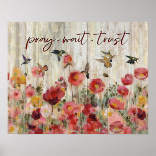 Poster Hummingbird Pray Wait Trust Cadeaux de chauffage d
