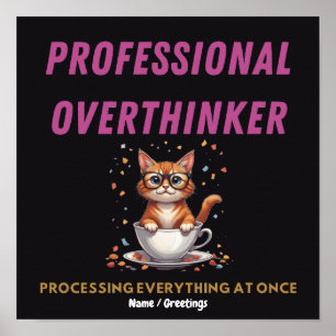 Poster Humoriste Chat Relatable Surpenseur Professionnel