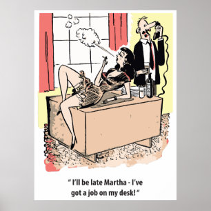 Poster Humour de bureau, travail sur le bureau et mari in