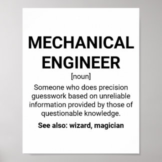 Poster Humour de définition du mécanicien