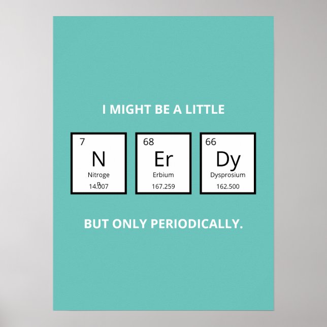 Poster Humour de table périodique Nerdy | Funny Science P (Devant)