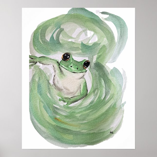Poster Humour magique grenouille Aquarelle Froggy (Devant)