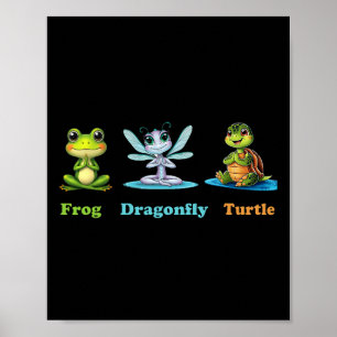 Poster Humour politique subtil Grenouille libellule Yoga