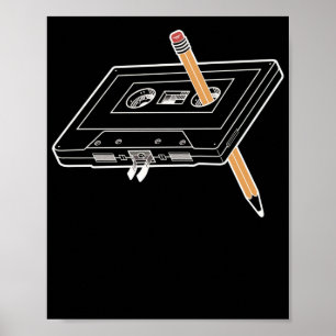 Poster Humour Rewind Cassette Pencil 90s