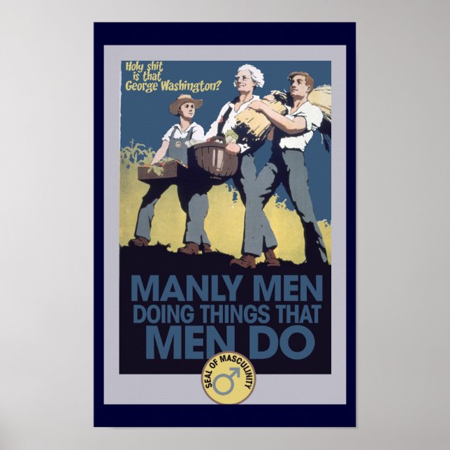 Poster Humour vintage Manly HOMMES (Devant)