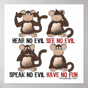 Poster Humour Wise Monkeys