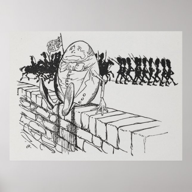 Poster Humpty Dumpty assis sur le mur Arthur Rackham (Devant)