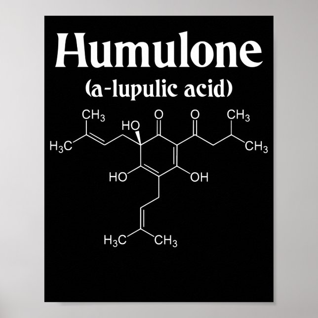 Poster Humulone Molecule Geeky Beer Brewing Science (Devant)