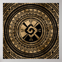 Hunab Ku symbole maya noir et or