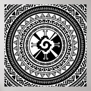 Poster Hunab Ku symbole maya noir et or