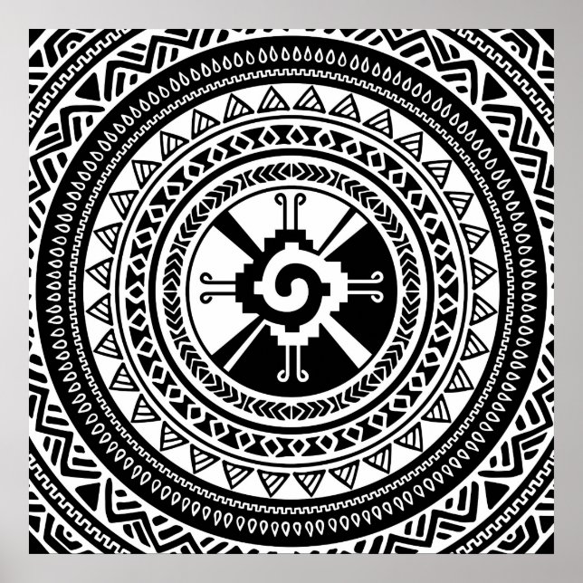 Poster Hunab Ku symbole maya noir et or (Devant)