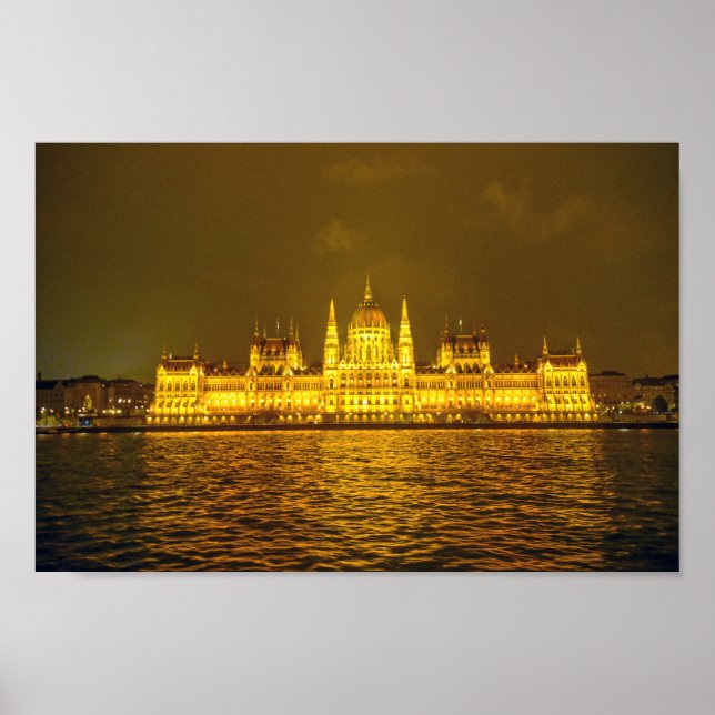 Poster Hungarian Parliament, Budapest, Hungary at Night (Devant)