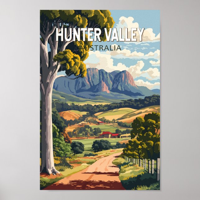 Poster Hunter Valley Australia Travel Art Vintage (Devant)