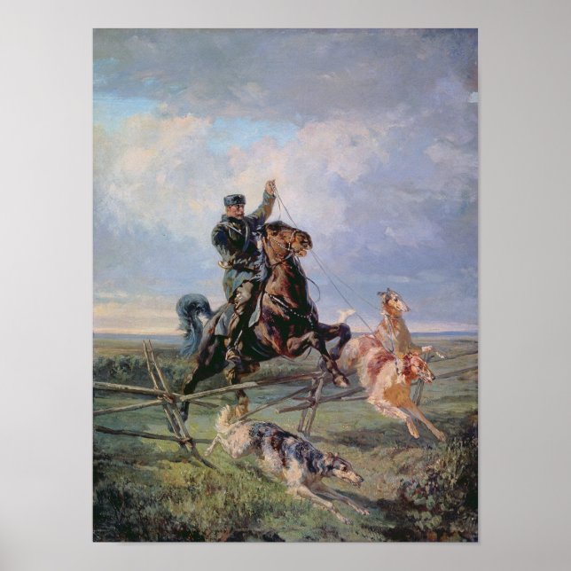 Poster Huntsman avec les Borzois, 1872 (Devant)
