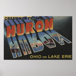 Poster Huron, Ohio - le lac Érié - grandes scènes de