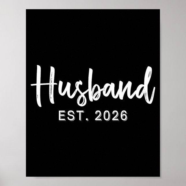 Poster Husband Est 2026 Hubby Just Married Honeymoon Wedd (Devant)
