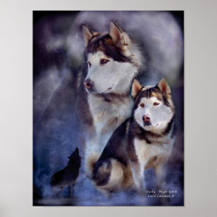 Poster Husky - Night Spirit Art Poster/Imprimer