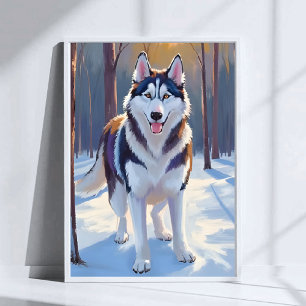 Poster Husky Peinture de compagnie à l'aquarelle d'hive