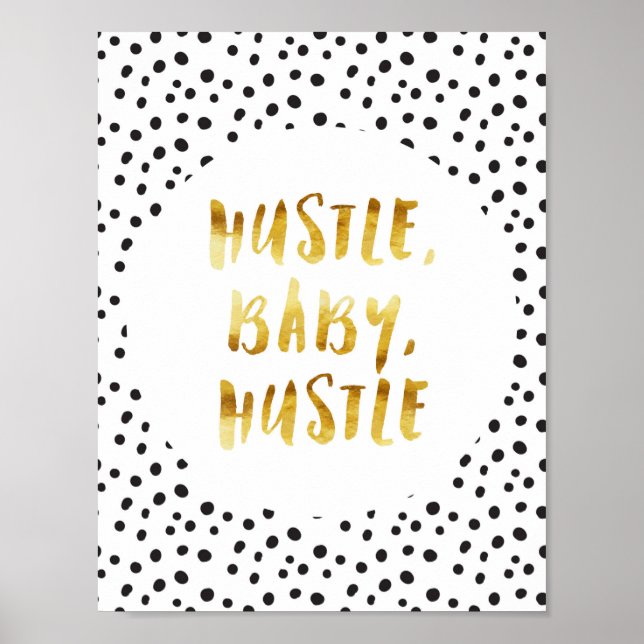 Poster Hustle, Bébé, Hustle Gold Cursive Dit (Devant)