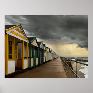 Poster Huttes de plage dans un orage Southwold d'été