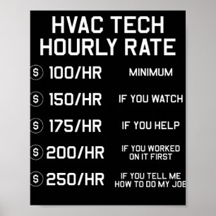 Poster HVAC Tech Taux horaire T chemise