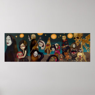 Poster Hyakki Yakō gothique japonais yokai Art Imprimer