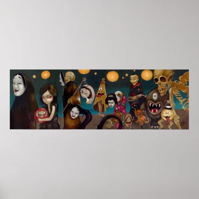 Poster Hyakki Yakō gothique japonais yokai Art Imprimer (Devant)