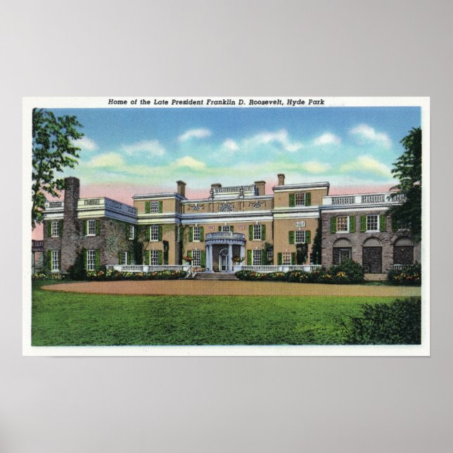 Poster Hyde Park Vue du manoir du président FDR (Devant)