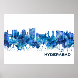 Poster Hyderabad Telangana Skyline Blue