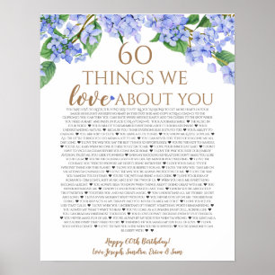 Poster hydrangea choses que nous t'aimons 60 choses anniv