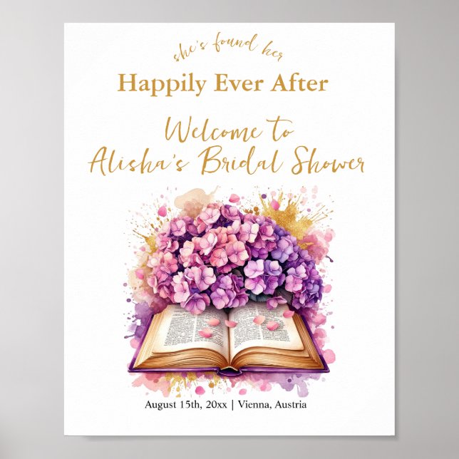 Poster Hydrangea de Happily Ever After Shower de Mariée (Devant)