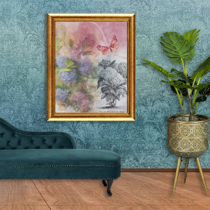 Poster Hydrangea Vintage Élégance Luxueuse