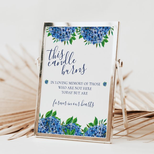 Poster Hydrangeas Cette bougie brûle en souvenir signe (Créateur téléchargé)