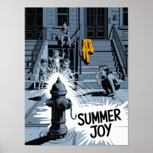 Poster Hydrant d'art de la joie estivale de Brooklyn