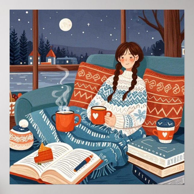 Poster Hygge Soirée Cosy _ Célébrez des nuits douillettes (Devant)