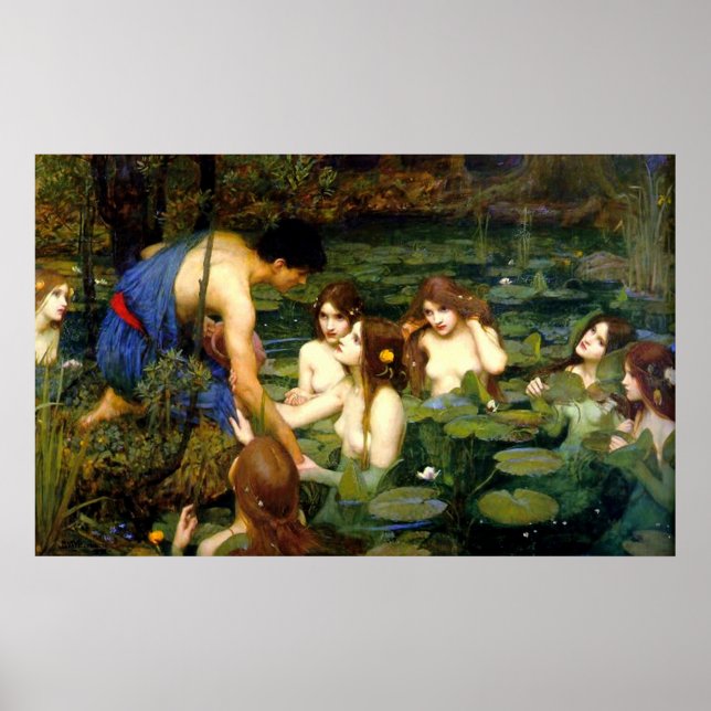 Poster Hylas and the Nymphs (1896) ~ Fine Art Canvas (Devant)