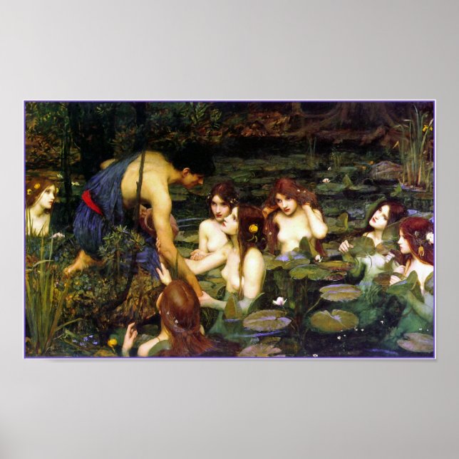 Poster Hylas et Nymphes par John Waterhouse (Devant)
