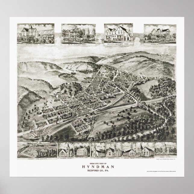 Poster Hyndman, PA Carte panoramique - 1906 (Devant)