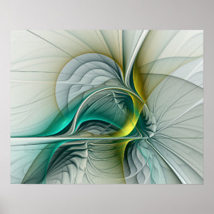 Poster Hypnotique Abstrait Golden Turquoise Turquoise Fra