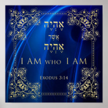 I AM I AM Exodus 3 Hébreu Anglais Art Print